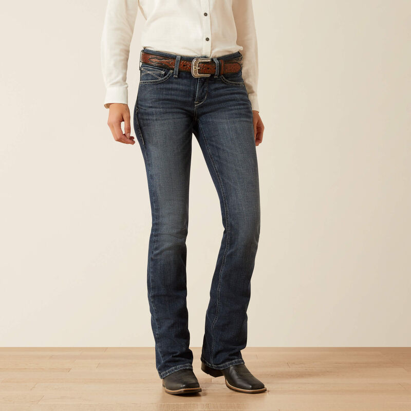Front view of Ariat Perfect Rise Esti Women’s Boot Cut Jeans in classic western style