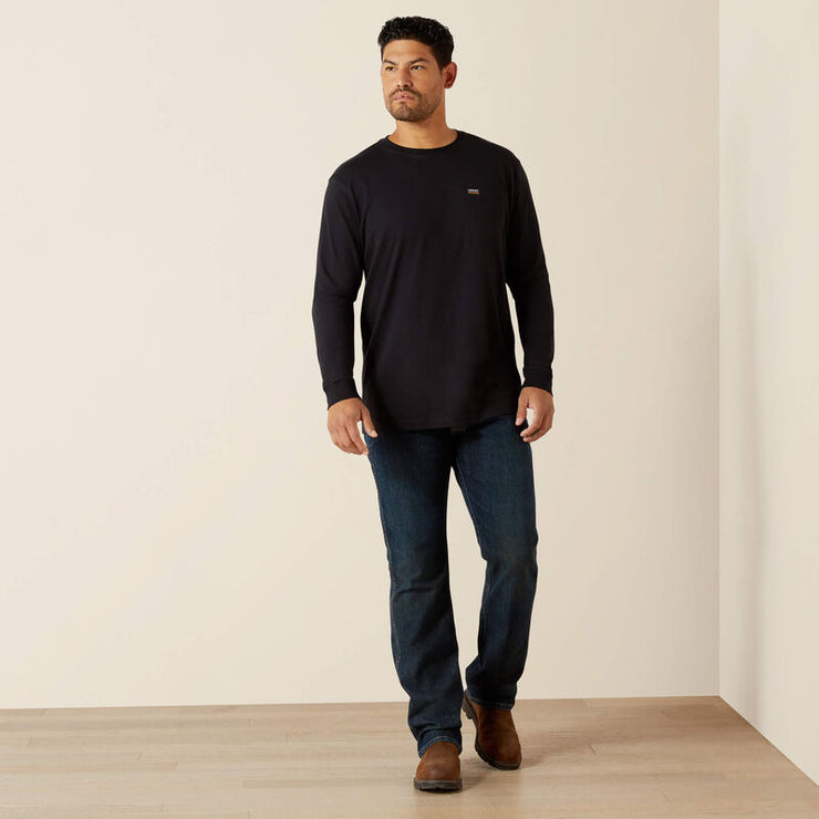 Ariat Rebar Cotton Strong Bare Knuckle Men’s Work T-Shirt styled with jeans and boots