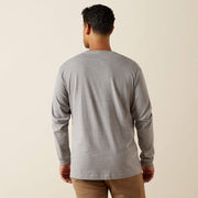 Back view of Ariat Rebar Cotton Strong Standard Pocket Men’s T-Shirt in Grey