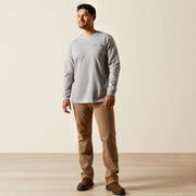 Ariat Rebar Cotton Strong Grey Pocket Men’s T-Shirt styled with jeans and boots