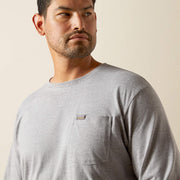 Chest pocket detail on Ariat Rebar Cotton Strong Grey Pocket Men’s T-Shirt