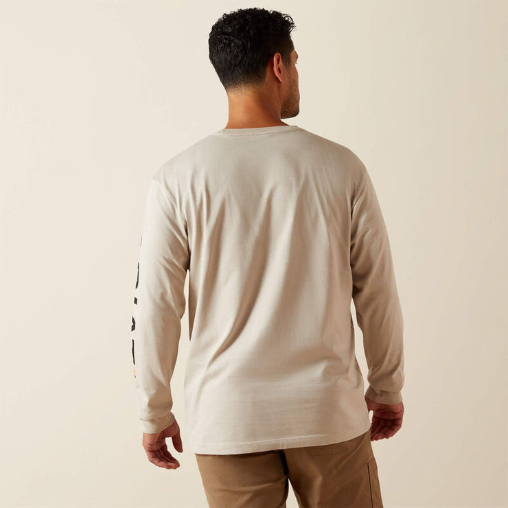 Back view of Ariat Rebar Cotton Strong Pocket T-Shirt in Beige