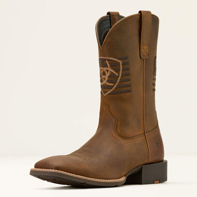 Front view of Ariat Sport Freedom Men’s Cowboy Boot with square toe and ATS® technology support.