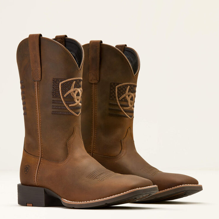 Pair of Ariat Sport Freedom Men’s Cowboy Boots with square toe and ATS® technology comfort system.
