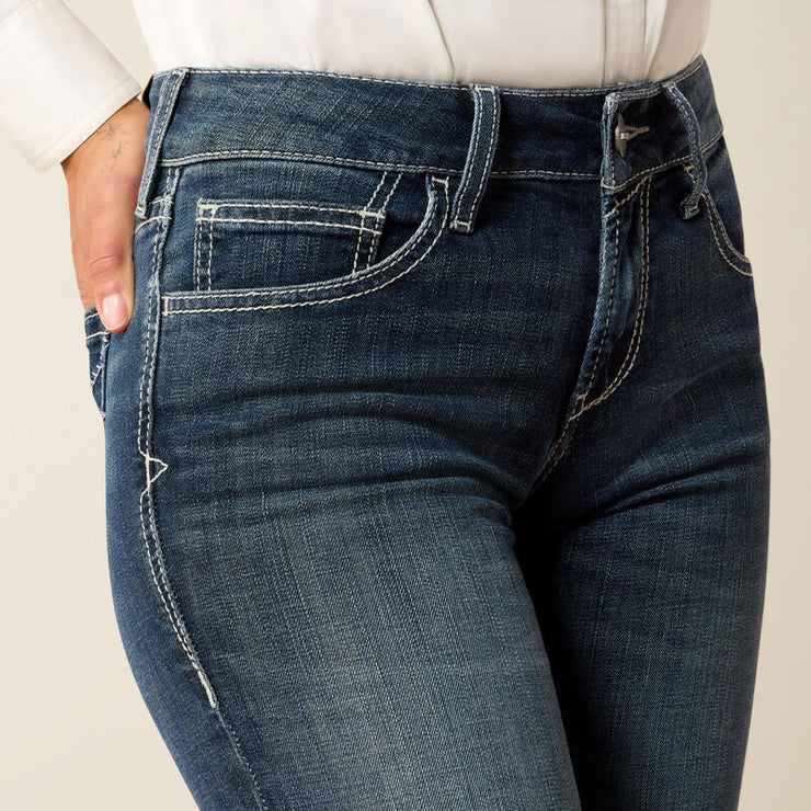 Detailed waist view of Aisha Perfect Rise Wide Leg Jeans