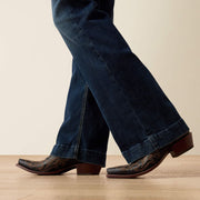 Aisha Perfect Rise Wide Leg Jeans worn over cowgirl boots