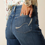 Waist detail close-up of Rosalie wide leg jeans