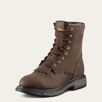 Front view of Ariat WorkHog 8" Men’s Waterproof Work Boot with rugged round toe.