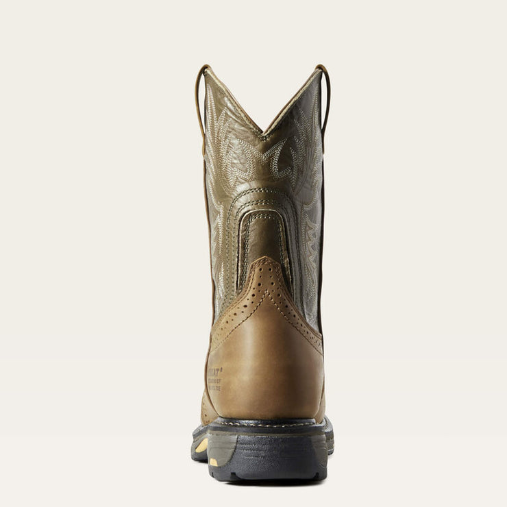 Back heel view of ARIAT WorkHog Waterproof Composite Toe Men’s Work Boot with ATS Max stability system.