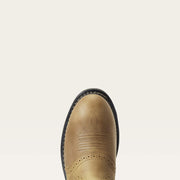 Top view of ARIAT WorkHog Men’s Work Boot Waterproof Composite Toe highlighting roomy toe box and stitching detail.