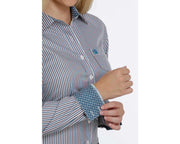 Women's Cinch Tencel Purple, Teal & White Button-Down Shirt