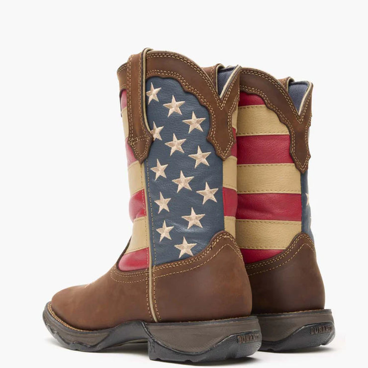 Back heel view of Durango Lady Rebel Patriotic Flag Women’s Western Boot