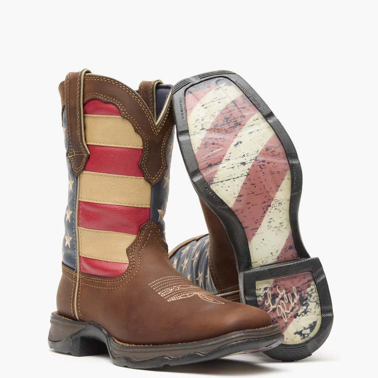 Outsole view of Durango Lady Rebel Patriotic Flag Western Boot for women