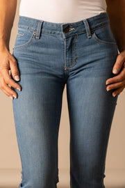 Waistband close-up of Lola Soho Fade Mid-Rise Jeans