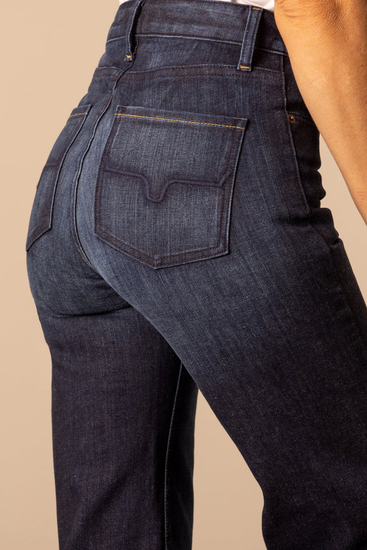 Detailed waist view of Olivia Dark Wash Jeans by Kimes Ranch