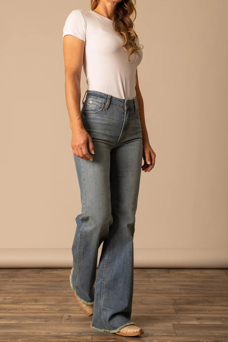 Detailed waist view of Olivia High Rise Jeans by Kimes Ranch