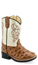 OLD WEST TODDLER BOYS OSTRICH PRINT SQUARE TOE BOOT