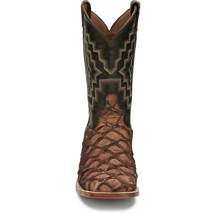 Close-up of Pirarucu leather on Tony Lama Men's Cowboy Boots