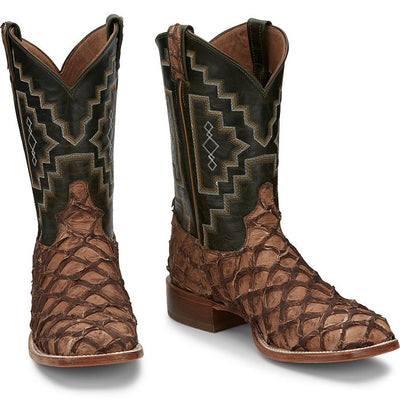 Front view of TONY LAMA Leviathan 11" Pirarucu Men's Exotic Cowboy Boots