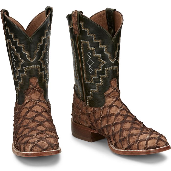 Front view of TONY LAMA Leviathan 11" Pirarucu Men's Exotic Cowboy Boots