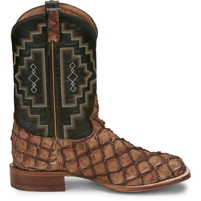 Side profile of TONY LAMA Pirarucu Exotic Cowboy Boots