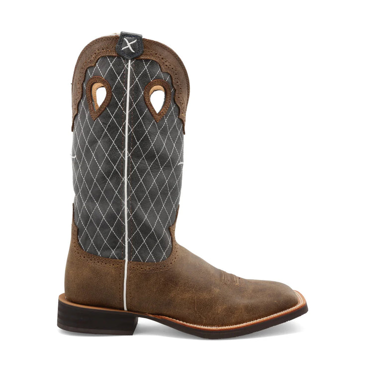 Close-up of stitching and leather grain on Ruff Stock Cowboy Boots