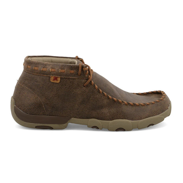 Close-up detail of Bomber leather on Twisted X Chukka Driving Moc D Toe