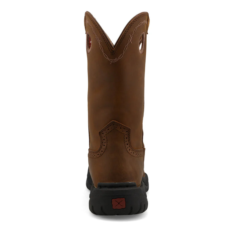 Back heel view of Twisted X Distressed 11" All Around Men’s Work Boot
