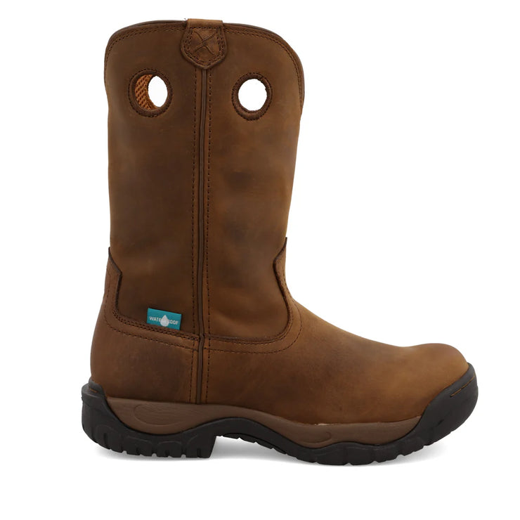 Detail view of leather and stitching on Twisted X Men's Waterproof Boot