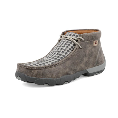 Front view of Twisted X Woven Grey Chukka Driving Moc Men’s Shoe