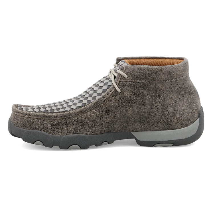 Side profile of Twisted X Woven Grey Chukka Driving Moc Men’s Shoe
