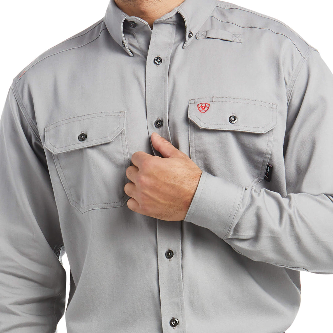 Ariat's MENS SILVER FR Solid Work Shirt FIRE RESISTANT