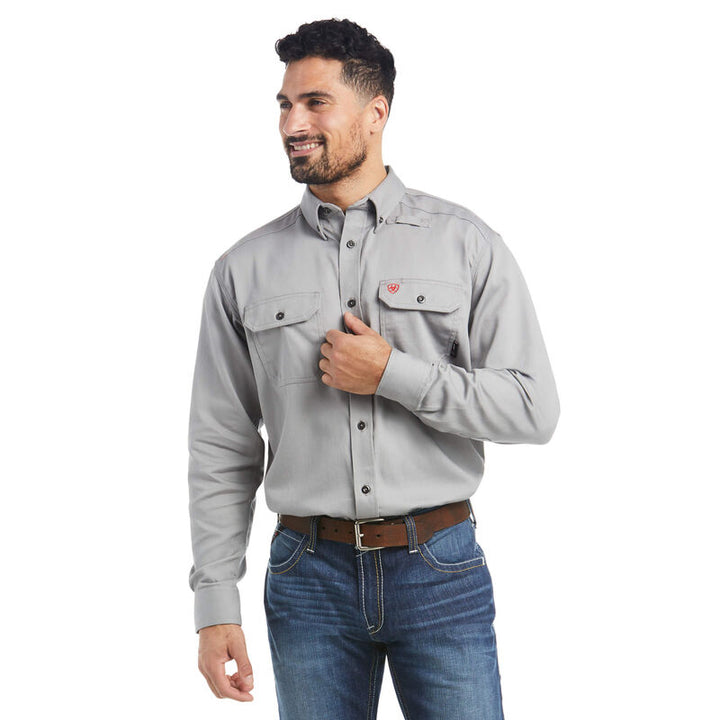 Ariat's MENS SILVER FR Solid Work Shirt FIRE RESISTANT