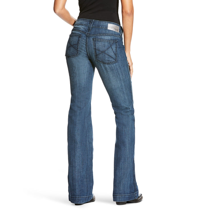 Trouser Mid Rise Stretch Outseam Ella Wide Leg Jean