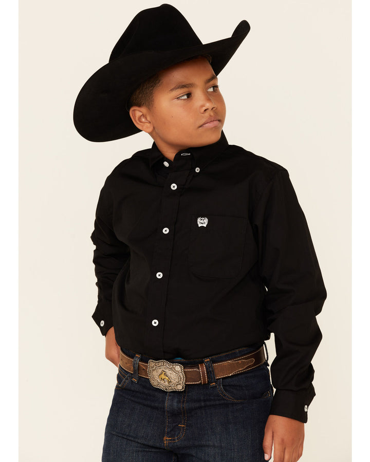 CINCH BOYS' BLACK LONG SLEEVE SHIRT