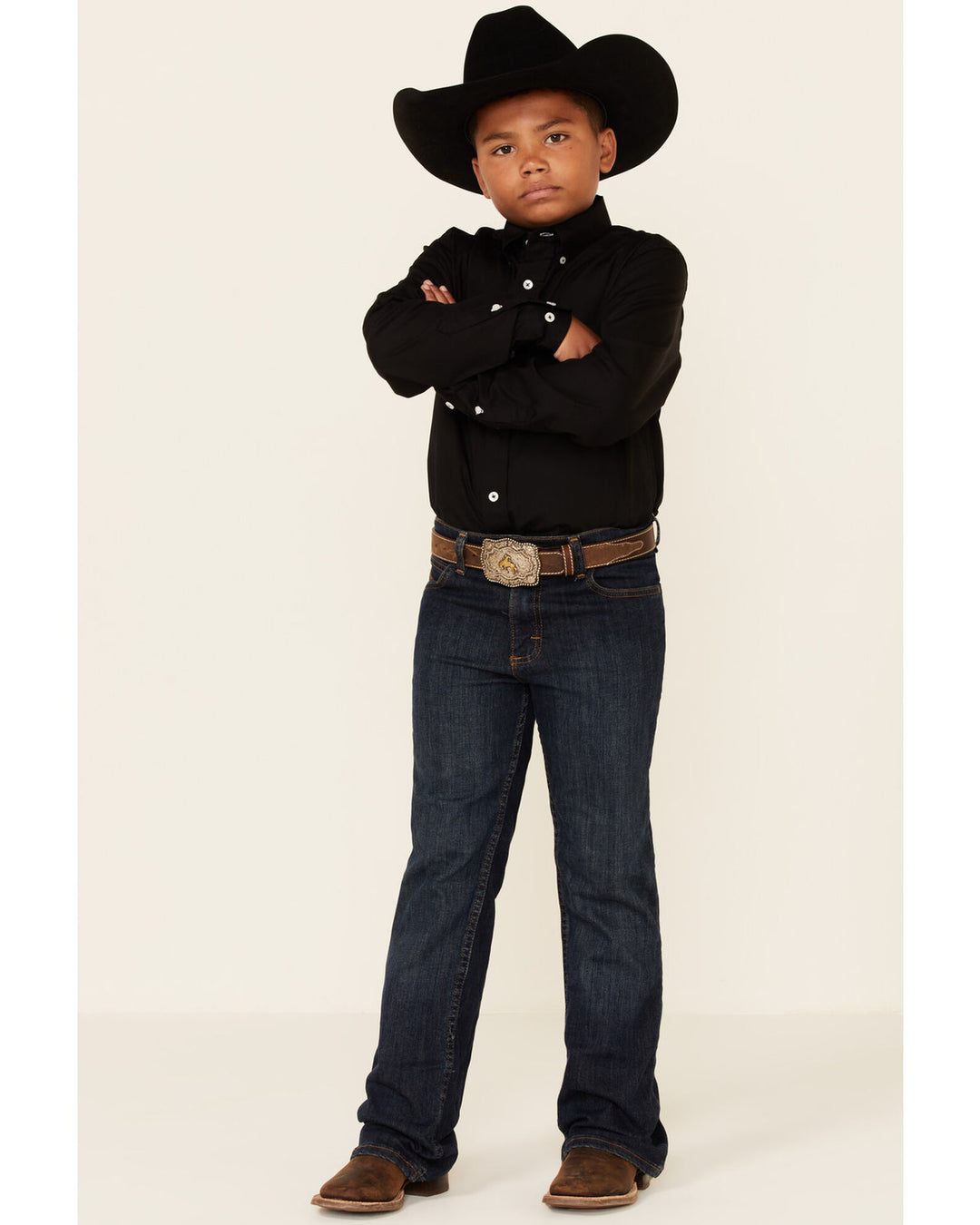CINCH BOYS' BLACK LONG SLEEVE SHIRT