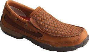 TWISTED X Men's Slip-On Oiled Saddle/Brown Driving Moccasins