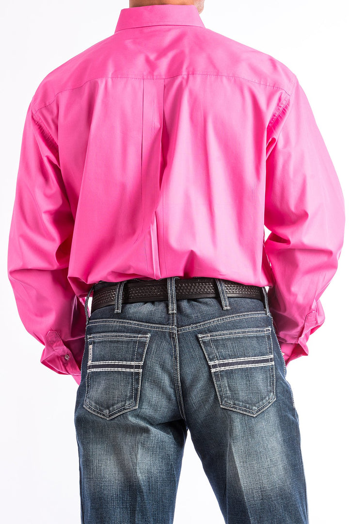 CINCH MENS PINK LONG SLEEVE BUTTON UP