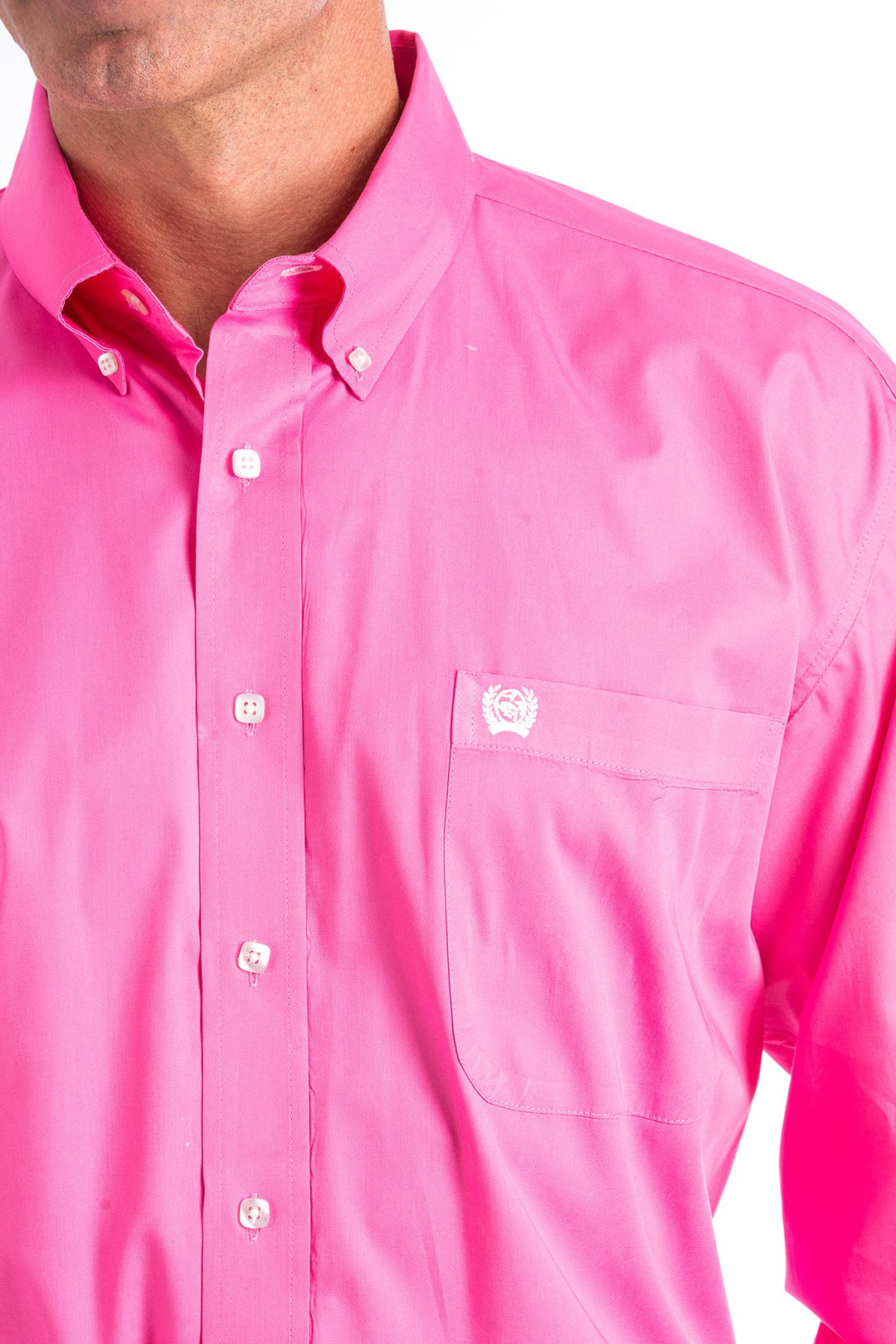 CINCH MENS PINK LONG SLEEVE BUTTON UP