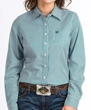 Women's Cinch Teal Pinstripe Tencel Button Down Shirt