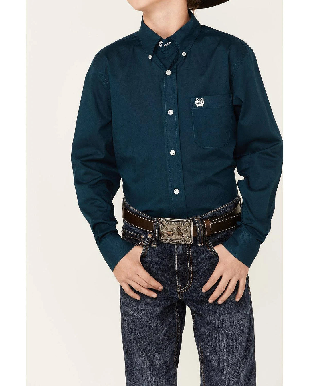 Cinch Boy's Solid Teal Button Down Shirt
