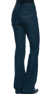 Kimes Ranch Women's Lola Dark Indigo Wash Mid Rise Flare Leg Trouser Jeans