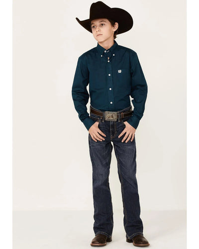 Cinch Boy's Solid Teal Button Down Shirt